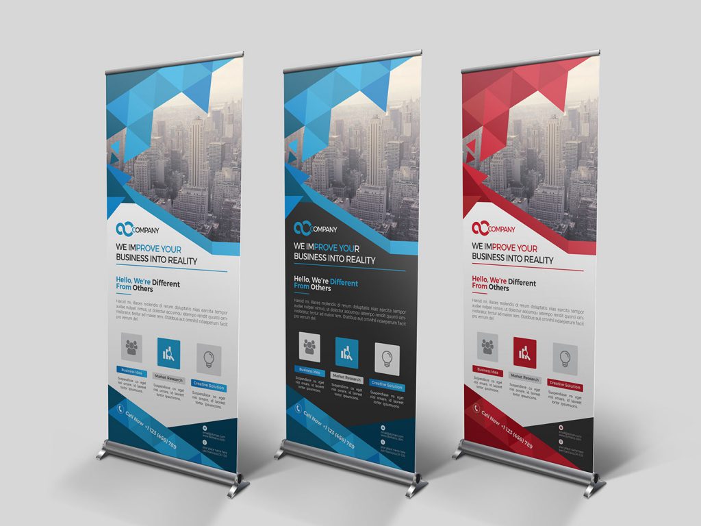 10 روش تبلیغات موثر در غرفه نمایشگاه - استفاده از استند های رول آپ